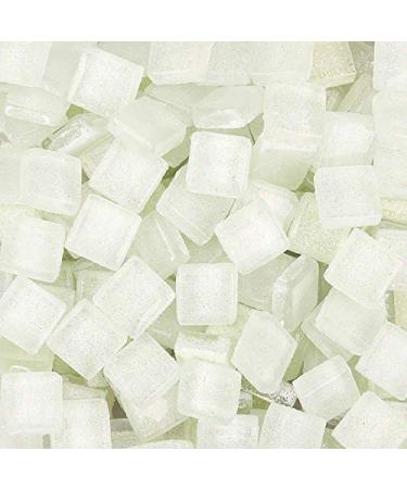 Mosaic Tiles Glass Tiles  Shine Crystal Mosaic Glass Pieces Bulk Square Glitter Crystal Mosaic Tiles for Home Decoration or DIY Crafts 200g 1x1 cm White