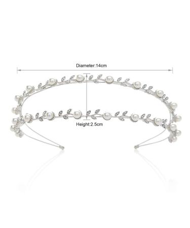 SWEETV Pearl Wedding Headband - Silver Double Band Bridal Tiara Hair Accessory - Buy Online on SooperMarket.com