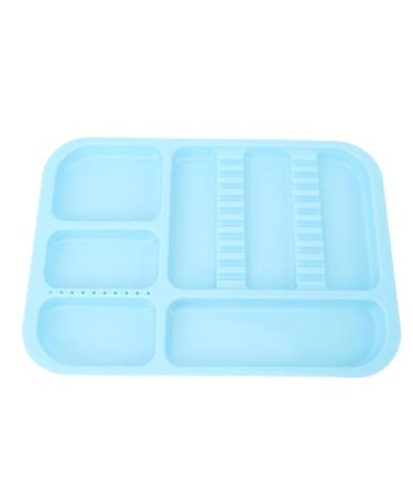 HUSHUI Oral Instrument Tray Divided Separate Instrument Holder Plastic Healifty Oral Compartment Tray Blue