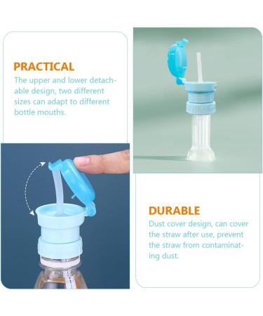 Kisangel 2pcs Spill-Proof Water Bottle Caps with Straw for Kids - Sky Blue | Portable Twist Cover Sippy Cap for Juice and Soda - Buy Online on SooperMarket.com