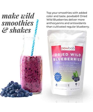 powbab Dried Wild Blueberries - 100% Whole, Unsweetened, Keto, Gluten-free, Vegan - Canada Grown, No Sugar Added, No Sunflower Oil or Apple Juice Concentrate, Sulfite Free - Buy Online on SooperMarket.com