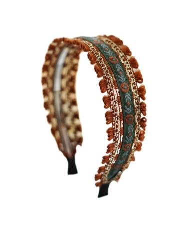 JSGHGDF Elegant Wide Hair Bands Photo Booth s Wide Headband Party Headpiece Garland Floral Headband for Music Festivals Coffee