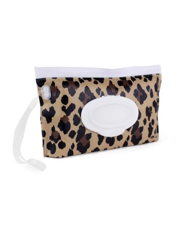 Itzy Ritzy Reusable Wipe Pouch - Leopard Print | Holds Up to 30 Wet Wipes | Silicone Wristlet Strap Included - Buy Online on SooperMarket.com