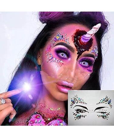 Halloween Mermaid Crystal Face Stickers - 4 Sets Rhinestone Festival Jewels for Women and Kids - Cosplay Fairy Costume Accessories - Buy Online on SooperMarket.com