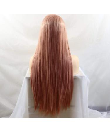 BGHJUE African Wig Pink Straight Hair Hair Synthetic Lace Front Wigs For Black Women Soft Hair Heat Resistant Hair