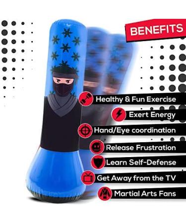 Whoobli Kids Punching Bag Set Ninja Blue | Adjustable Boxing Bag for 3-10 Years Old | Includes Boxing Gloves | Toy for Boys & Girls (Red White) - Buy Online on SooperMarket.com