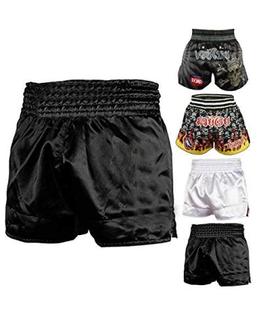ROAR Muay Thai Shorts Mens Fight Shorts MMA Grapplig Kick Boxing Training Fitness Trunks Martial Arts Black Large