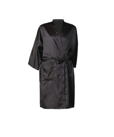 mollensiuer 1 Piece Black Salon Robes Smock for Clients Hair Salon Client Gown Cape Hair Cutting Smock for Clients Kimono Style