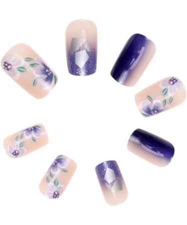 Torribala Ice Blue Gradient Camellia Wearable Nails for Finished Art Finished Nails Fine Workmanship - Buy Online on SooperMarket.com