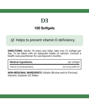 Nature's Bounty Vitamin D3 2500 IU Helps to prevent Vitamin D deficiency 100 Softgels - Buy Online on SooperMarket.com