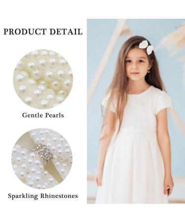 White 2PCS Pearls Hair Bow Clips - Cute Alligator Beads Hairgrip for Girls, Kids, Teens - Buy Online on SooperMarket.com
