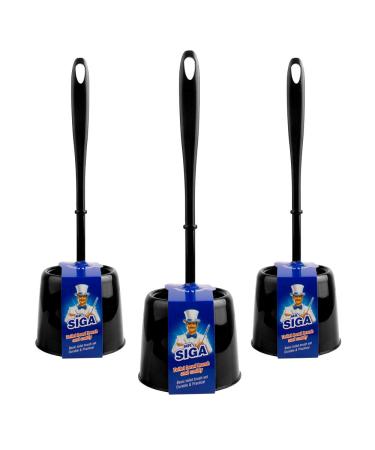 MR.SIGA Toilet Brush with Holder, Pack of 3, Black