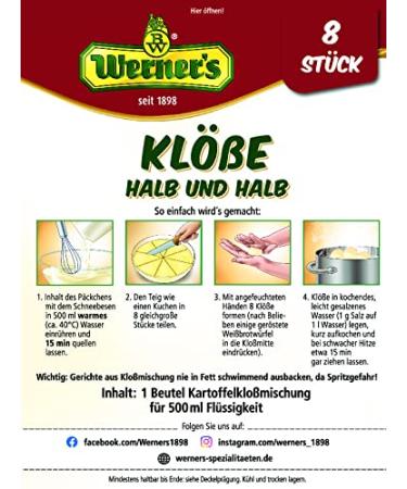 Werner's Gluten-Free Half & Half Dumplings - 8 Pieces 10 Packs Lactose-Free No Dyes or Added Flavors - Perfect for International Shipping - Buy Online on SooperMarket.com