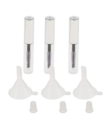 3 Pieecs 4 ml Empty Mascara Tube w/Eyelash Wand Brush Rubber Inserts and Funnels Set for DIY Mascara Refillable Containers for Travel - Clear as described