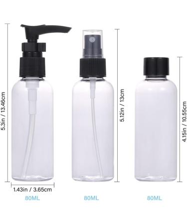 Buy Lufevrm Travel Bottle Set - 4 Leakproof Refillable Spray & Pump Bottles - 80ml for Shampoo & Perfume with Transparent Carrier Pocket - International Shipping Available - Buy Online on SooperMarket.com