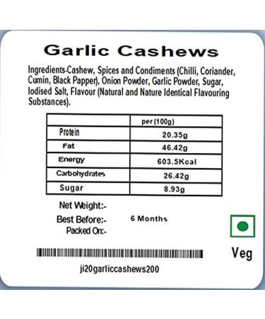 Jaiccha Ghasitaram Rakhi Gifts for Brothers Rakhi Dryfruits - Pack of 2 Garlic Pudina Cashews Pouches Small 200 GMS with 2 Rudraksh rakhis - Buy Online on SooperMarket.com