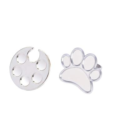 FSSTUD 2pcs Stainless Steel Mixing Palette Ring Manicure Makeup Palette Ring Nail Design Tool