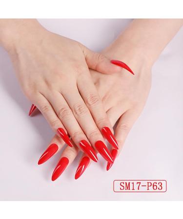 Dajidafu 1 Set False Nails Long Press Nail Tips Full Cover Artificial Fingernails Nail Art Simple Style for Women Girls Beginners SM17P63 Red - Buy Online on SooperMarket.com