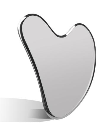 SUS304 Stainless Steel Gua Sha Facial Tool Scraping Massage Tool Smooth SPA Therapy for Face Eye Neck (Heart Shape)