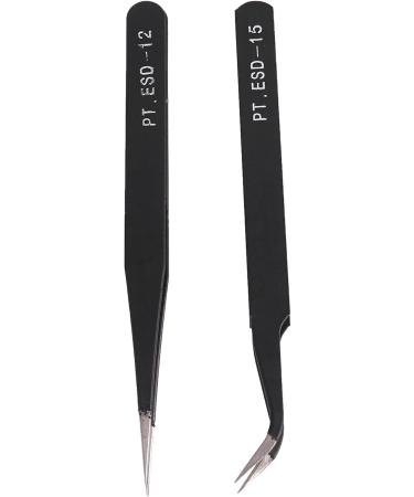Lodokdre 4X Nail Art Rhinestones Eyelashes Extension Straight & Curved Tweezers Tool Set-Black - Buy Online on SooperMarket.com