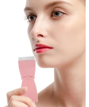 SHANPIN Stainless Steel 2pc Eyelash Comb Pink Makeup Applicator & Eyebrow Grooming Brush Tool - Buy Online on SooperMarket.com