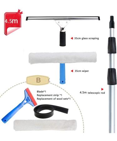 Window Clean with Squeegees Extendable Cleaner Conservatory Roof Cleaning Tools Multi-Purpose Window Cleaning Extension Pole/Set B/5M 55cm Brush Head 7M/24FT - Buy Online on SooperMarket.com