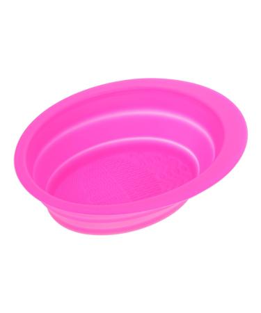 Cosmetics Brush Scrubber Cleaning Pad Makeup Brush Cosmetic Brush Cleaning Bowl Brush Rinsing Pad Eye Brush Washing Pad Beauty Tool Cleaner Makeup Egg Cleaner Fold Brush 14.5x11cm Rosy