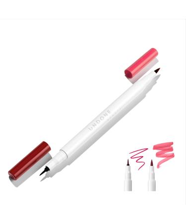 Undone Beauty Forever Lip 2-in-1 Stain and Precision Liner with Deep Enhancing Shade and Sheer Stain for Longwearing Naturally Full Lip Look and Soothing Aloe - Clean Vegan and Paraben & Cruelty Free - Cool Red