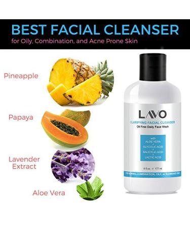 Buy LAVO Glycolic Acid Face Wash - Exfoliate Acne Blackheads & Clogged Pores | For Oily & Combination Skin - Buy Online on SooperMarket.com