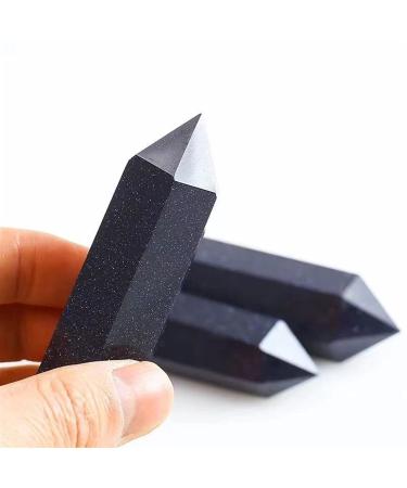 Collection 70mm-80mm Natural Crystal Blue Gold Sand Stone Tower Quartz Point for Feng Shui 1pc