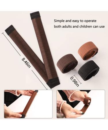 3-Piece Women's Hair Bun Maker Set - Ballerina Bun Shaper for Kids - French Donut Hair Fold Wrap Snap - (Light Brown, Brown, Black) - Buy Online on SooperMarket.com