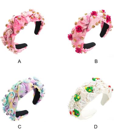 vreplrse Durable And Reliable Jeweled Wide Top Knot Headband For Long-lasting Beauty Polyester Rhinestone Pearl Knot Headbands Blue purple - Buy Online on SooperMarket.com