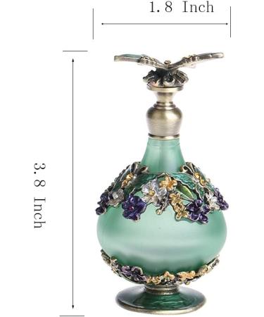 Yu Feng Vintage Crystal Perfume Bottles | Refillable Glass Butterfly & Flower D cor | Ideal for Essential Oils Green - Buy Online on SooperMarket.com