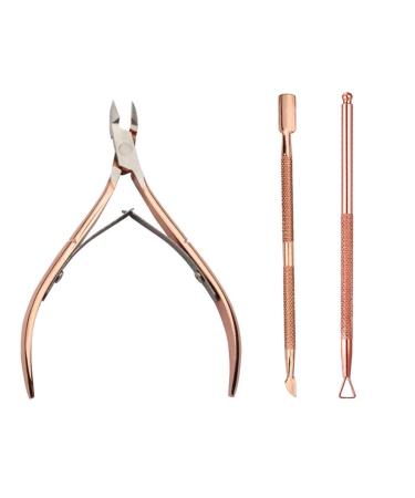 Cuticle Trimmer with Cuticle Pusher - Cuticle Remover Cuticle Nipper Professional Stainless Steel Cuticle Cutter Clipper Durable Pedicure Manicure Tools for Fingernails and Toenails (pink)