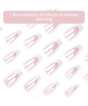 Ruarby 24x/Box Full Cover False Nails French Tip False Nails White French Press On Nails Artificial Nails Manicures Supplies - Buy Online on SooperMarket.com