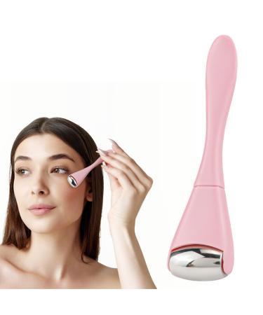 Eye Roller Face Roller Mini Ice Roller Facial Massage Roller Eye Cream Applicator Handheld Metal Eye Roller Skin Care Tool for Relief Facial Puffiness Pink