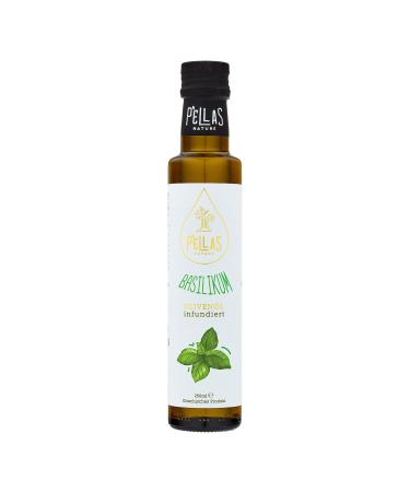 Pellas Nature Olive Oil Extra Vergine with basil - olive oil cold -pressed test winner from Greece OK -Kosher without additives 250ml oil bottle Olive oil with basil