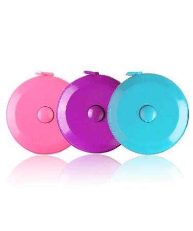 Tape Measure, Measuring Tape for Body Measurements Retractable, Tailor Sewing Medical Craft Cloth Fabric, Flexible Small Pocket Kid Size, 60-inch 1.5 Meter BLUE, PURPLE, PINK
