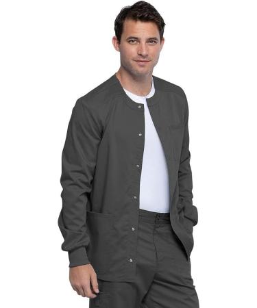 Cherokee Men's Workwear Revolution Snap Front Scrubs Jacket - Pewter, Size Medium - Buy Online on SooperMarket.com