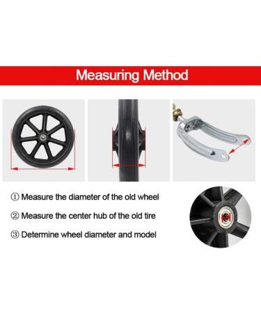 Wheelchair Front Wheel 8Inch Wheelchair Front Wheel(1 Pair) Solid Replacement Wheels for Wheelchair Rollators Walk 5/16"(8 Mm) Bearing/Gray(Black) - Buy Online on SooperMarket.com