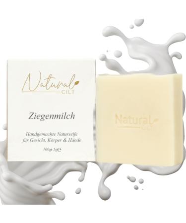 Natural cilt goat milk soap - 100% natural soap - without questionable ingredients - certified - handmade - shower soap for all skin types - shower gel - natural food metics goat milk 100 g (1 Pack)