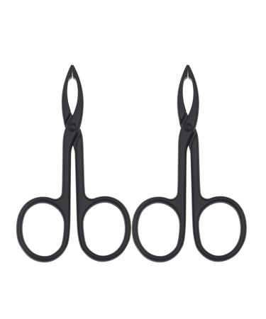 Motanar (2 Pack) Scissors Shaped Eyebrow Tweezers Clip - Flat Tip Tweezers Hair Plucker for Hair and Eyebrows Personal Care Multicolor (Black Straight)