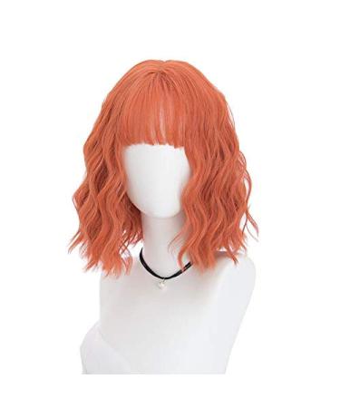 BGHJUE Wig Short Hair Orange 80% Density Full Straight Colored Frontal Bob Wigs 35cmOrange