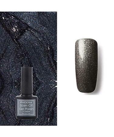 AQUAPURITY PHOERA UV Gel Nail Polish Soak off Color Gellish Base Top Tempered Matte Coat Long Lasting Varnish Manicure Art Polishes Non Smudge Formula 8ML (147 DARKSTAR)