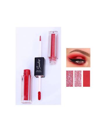 Eyret Eyeshadow Primer Liquid Colored Double-head Shinny Eyeshadows Matte Colorful Eye Shadow Glitter Eyeshadow Base Beauty Makeup Cosmetic for Women and Girls (7-Red)