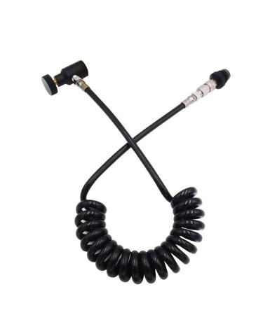 Paintball Remote Coil Hose with Quick Disconnect and 3000psi Pressure Gauge, HPA High Pressure Co2 Adapter Hose