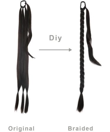 prinfantasy Hair Extensions for Braiding DIY Braid Ponytail Extension Long Straight 33" Ponytail Hair Extensions Natural Invisible Resistant Fiber Soft Natural Black Brown MW262 MW262 33 inch - Buy Online on SooperMarket.com