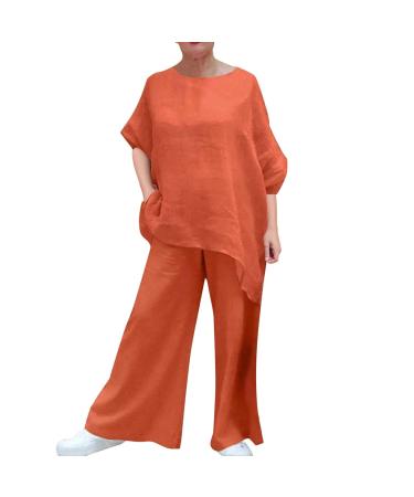 WILLBEST Womens 2 Piece Outfit Long Sleeve Shirt & High Waisted Shorts Lounge Sets Linen Vacation Tracksuits 2071-sukrn-a-red M