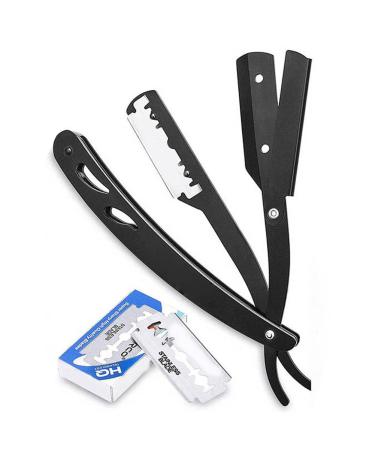 Botiniv razor with a straight edge - professional men's razor razor with 10 blades - Travel Barber Razor can be used at home or in a hairdressing salon