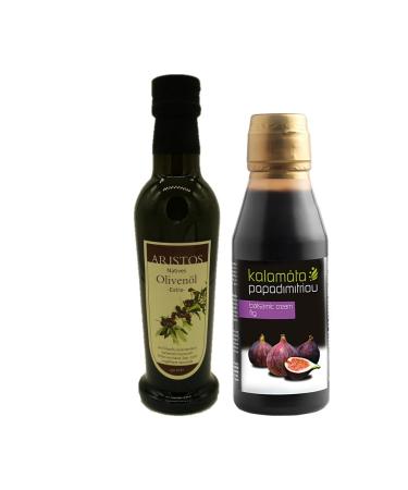 Bio balsamic vinegar + cold -pressed extra native olive oil |Salad dressing |Greek olive oil |Greek vinegar |250 ml each |by Aristos (olive oil + crema)